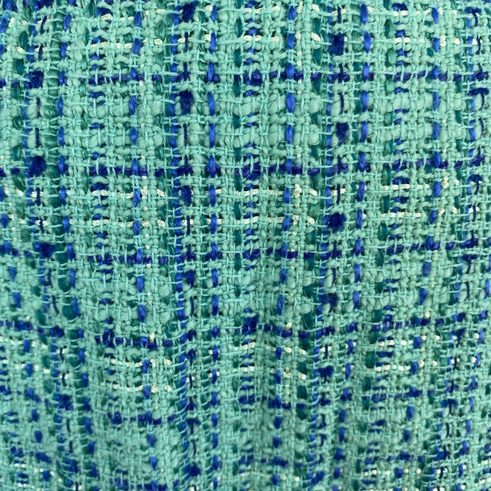 J. CREW Pleated Skirt in Blue Green Tweed. Size: 2 - Picture 7 of 9